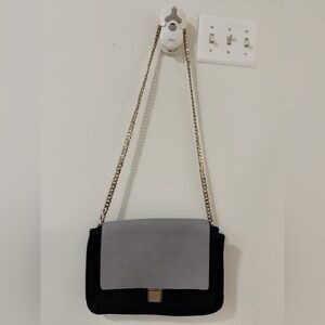 Elegant Gray and Black Suede Women's Bag